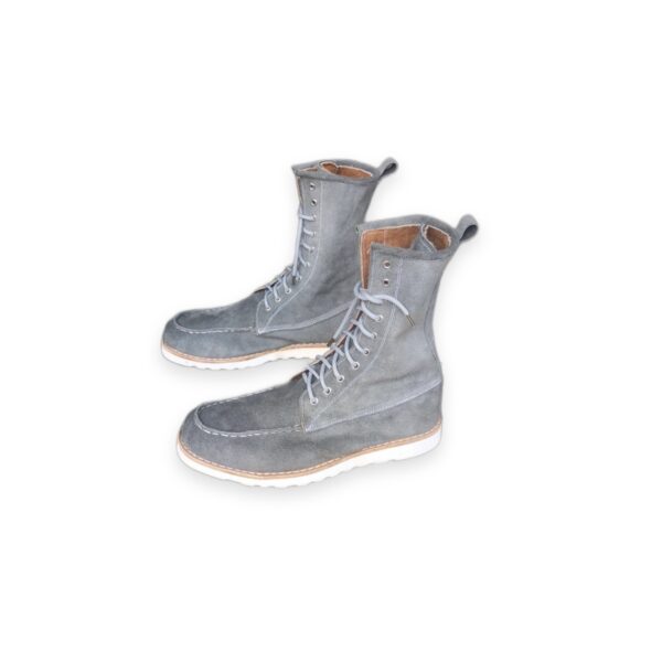 Step into Style and Comfort with our Suede Grey MocToe Boots