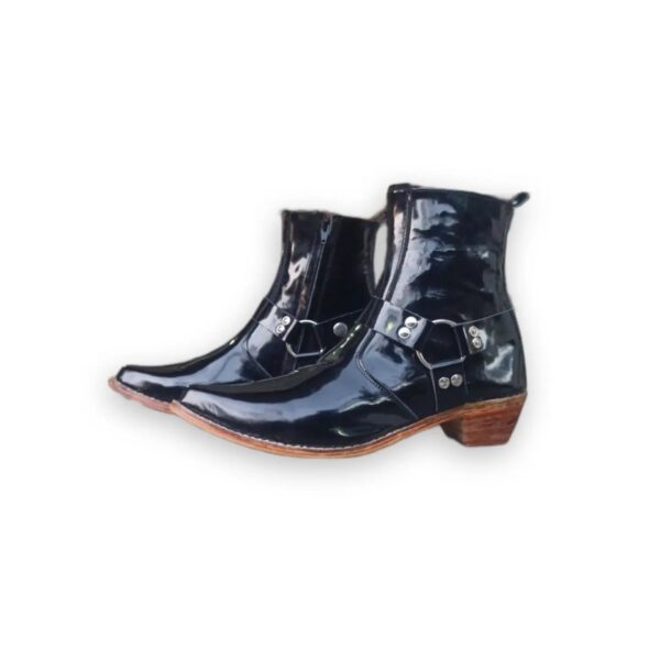 Glossy pointed zipper boot for men - Shop Now!