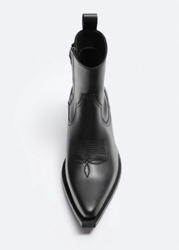 Black Leather Ankle Boots with Low Block Heel – Shop Now - Image 2