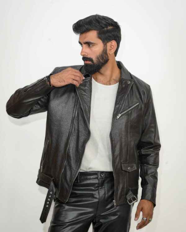 Broyal Brown Leather Biker Jacket - 10% Off Premium Real Leather