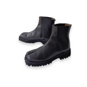 Black Leather Tabi Boots | Split Toe Genuine Leather Boots