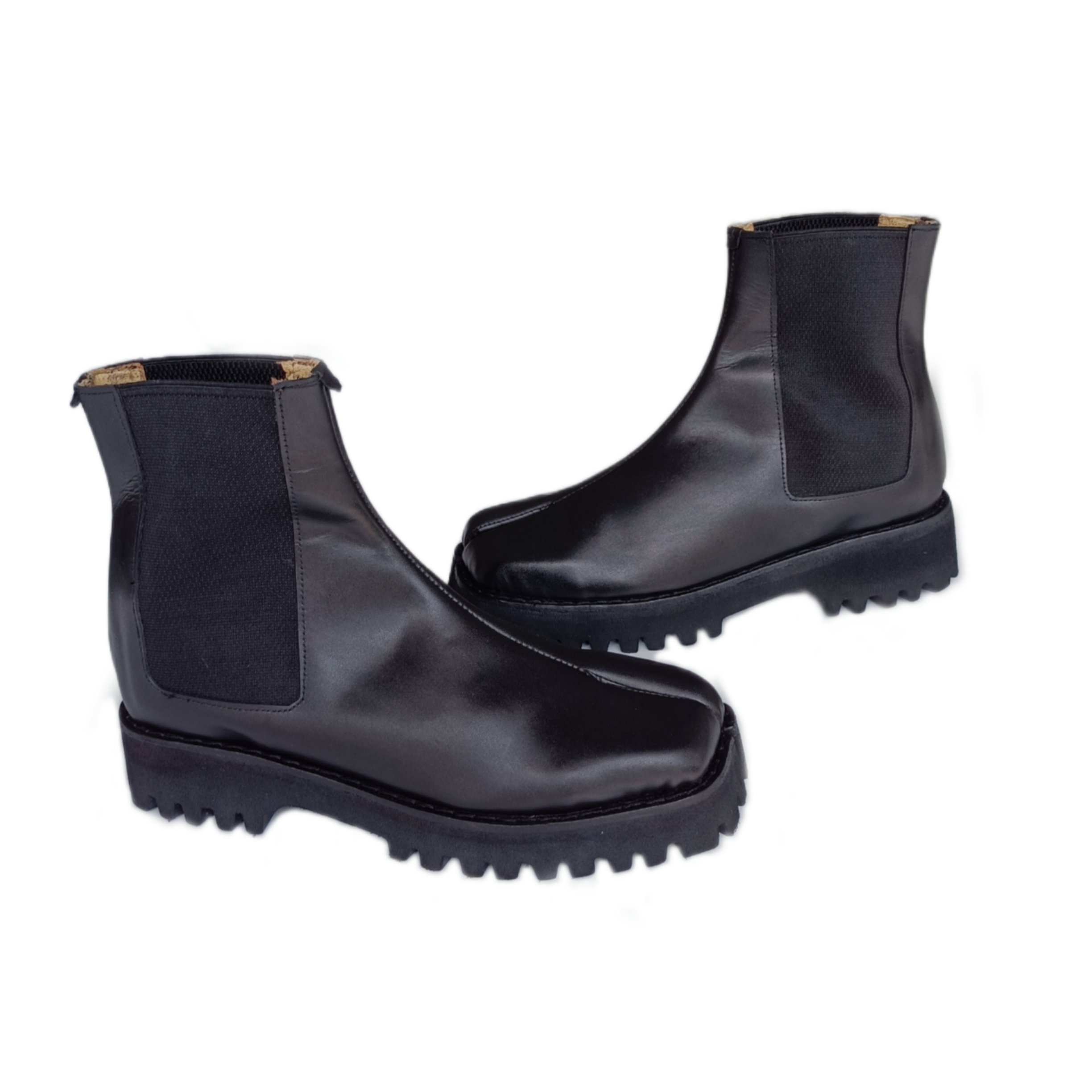 Black Leather Tabi Boots | Split Toe Genuine Leather Boots - Image 2