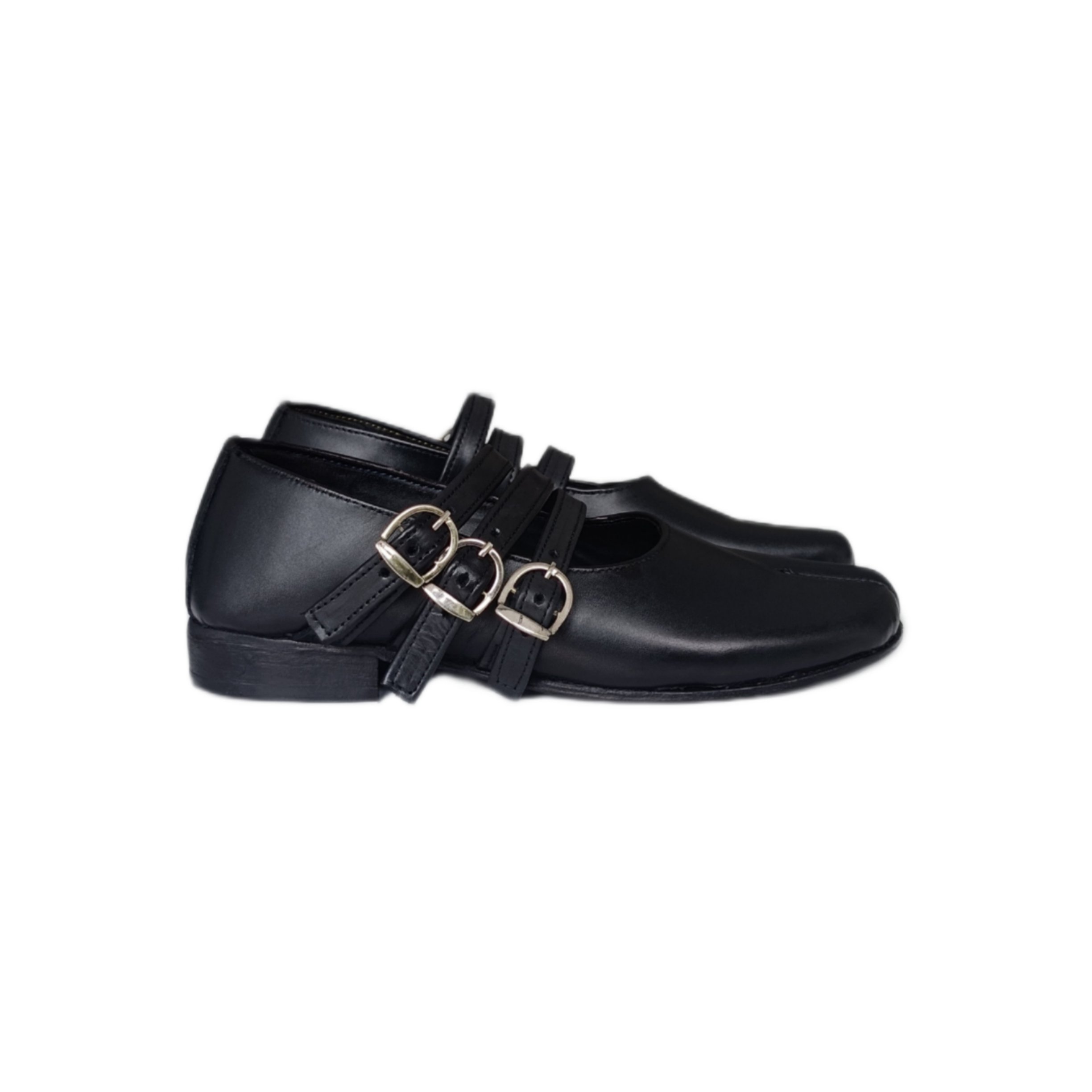 Triple-Strap Tabi Mary Jane Shoes – Premium Black Leather - Image 3