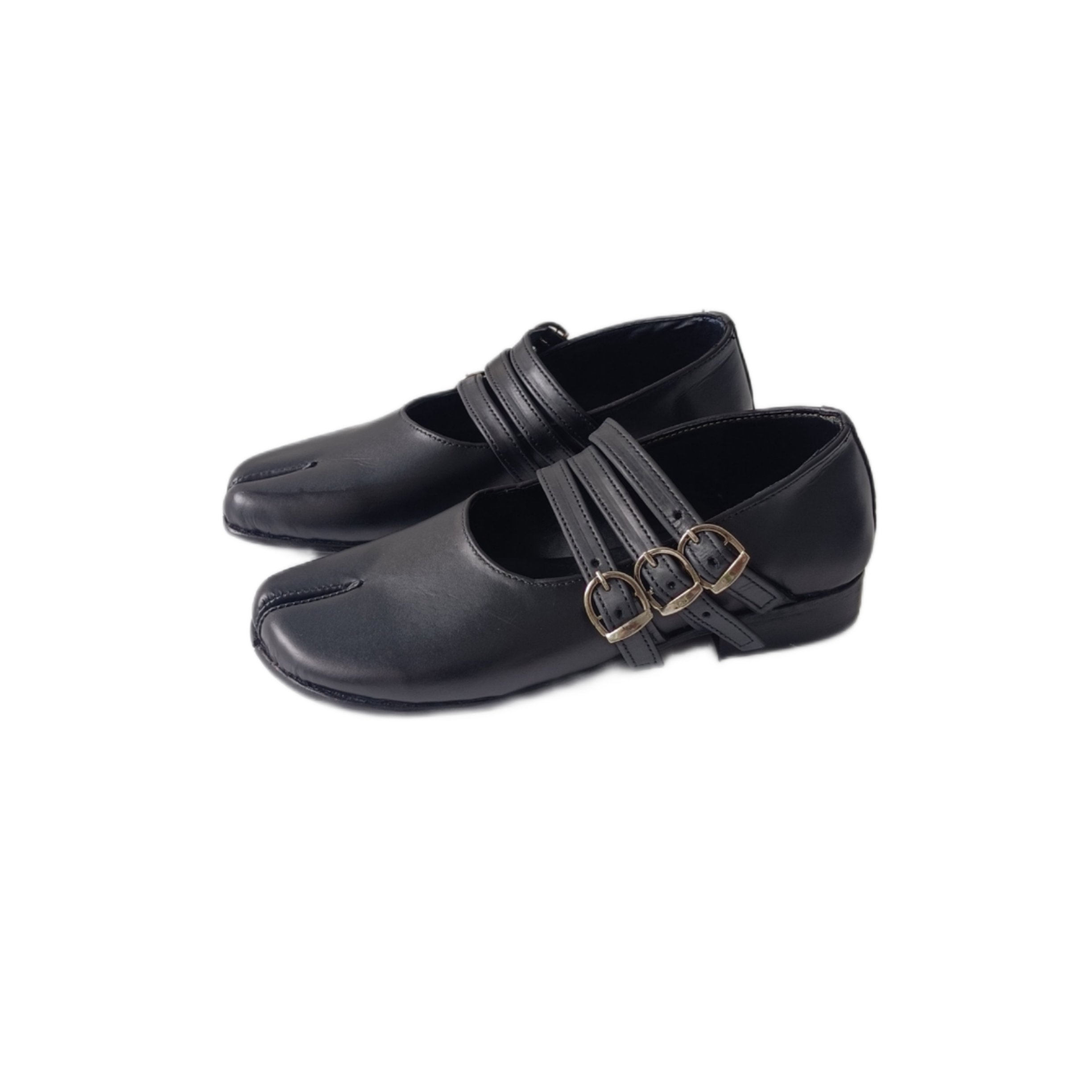 Triple-Strap Tabi Mary Jane Shoes – Premium Black Leather - Image 2