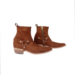 Brown Suede Leather Ankle Boots | Harness Detail Boots