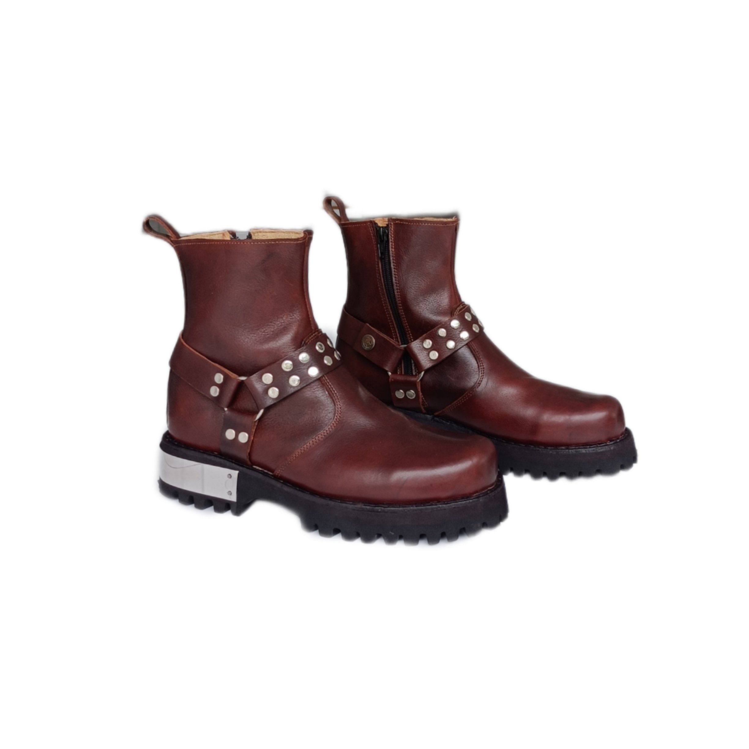 Premium Brown Leather Harness Boots for Men - Image 2