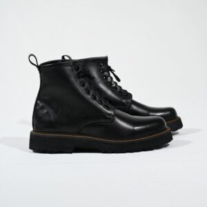 Black Leather Lace-Up Ankle Boots | Classic Everyday Boots