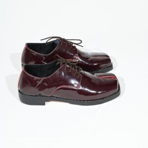 Burgundy Patent Leather Tabi Shoes | Split Toe Lace-Up Shoes