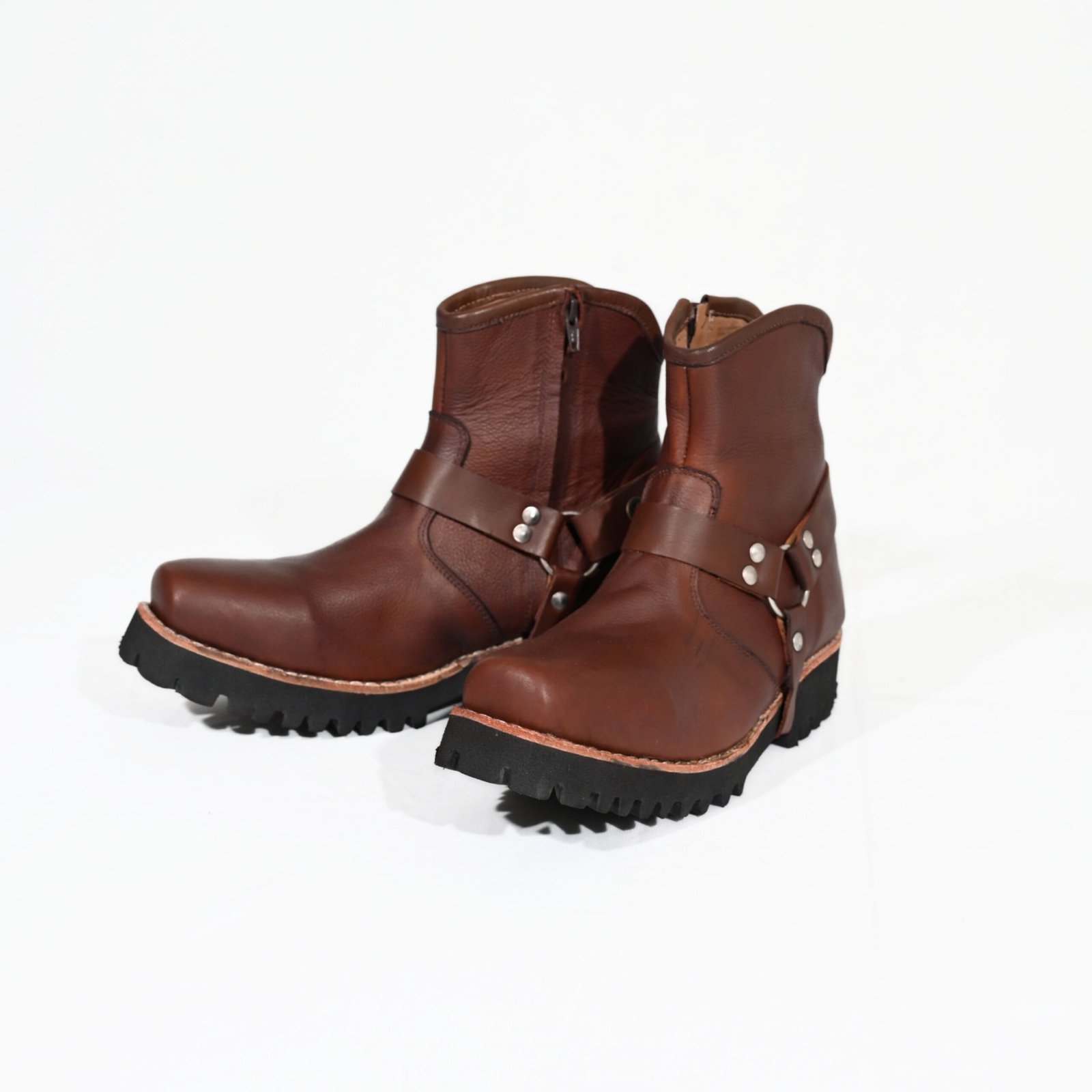 Genuine Leather Brown Harness Cowboy Boots - Image 2