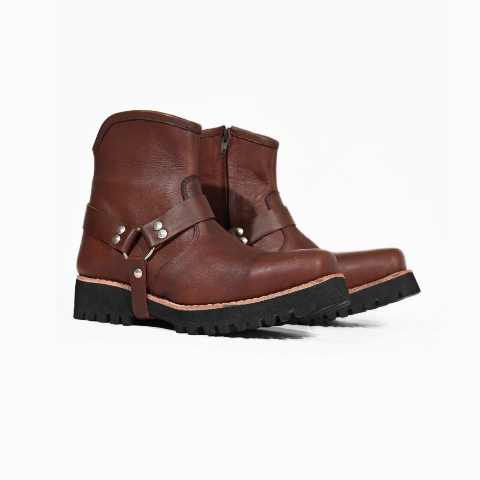 Genuine Leather Brown Harness Cowboy Boots - Image 3