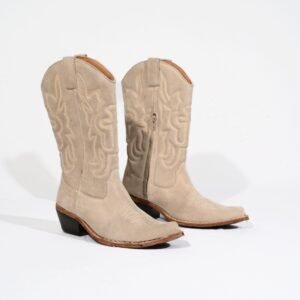Genuine Leather Genuine Leather Beige Western Cowboy Boots