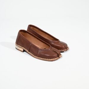 Tan Genuine Leather Tabi Ballet Flats