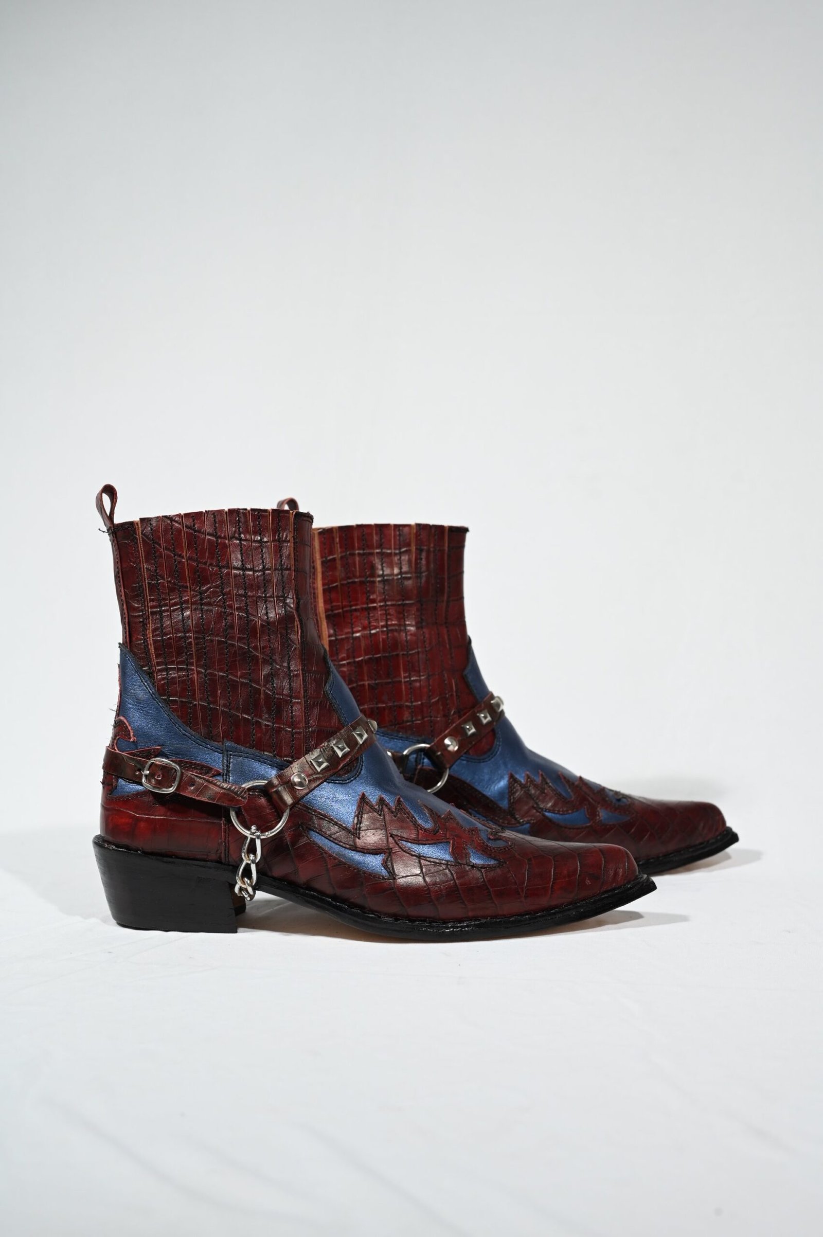 Crimson Phantom Genuine Leather Harness Boots - Image 3