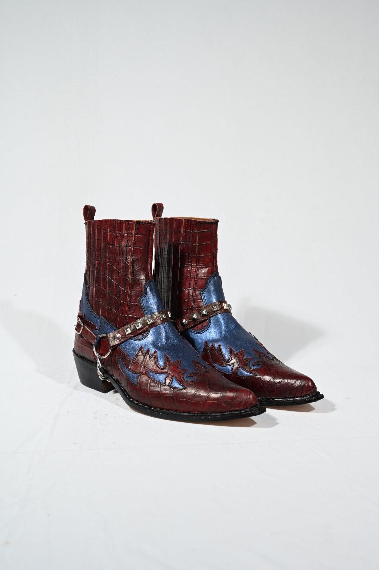 Crimson Phantom Genuine Leather Harness Boots - Image 2