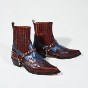 Crimson Phantom Genuine Leather Harness Boots