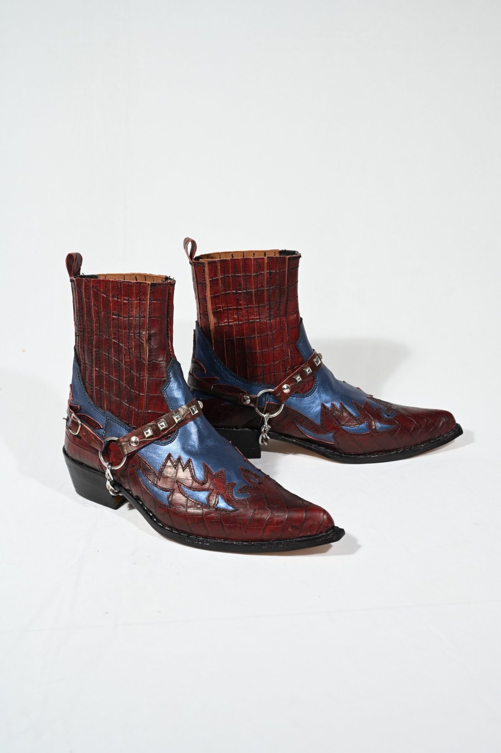 Crimson Phantom Genuine Leather Harness Boots