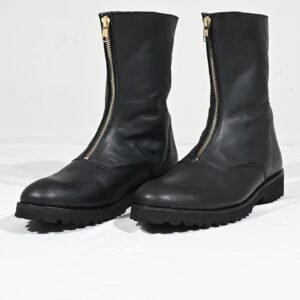 Classic Front-Zip Leather Boots – Genuine Leather