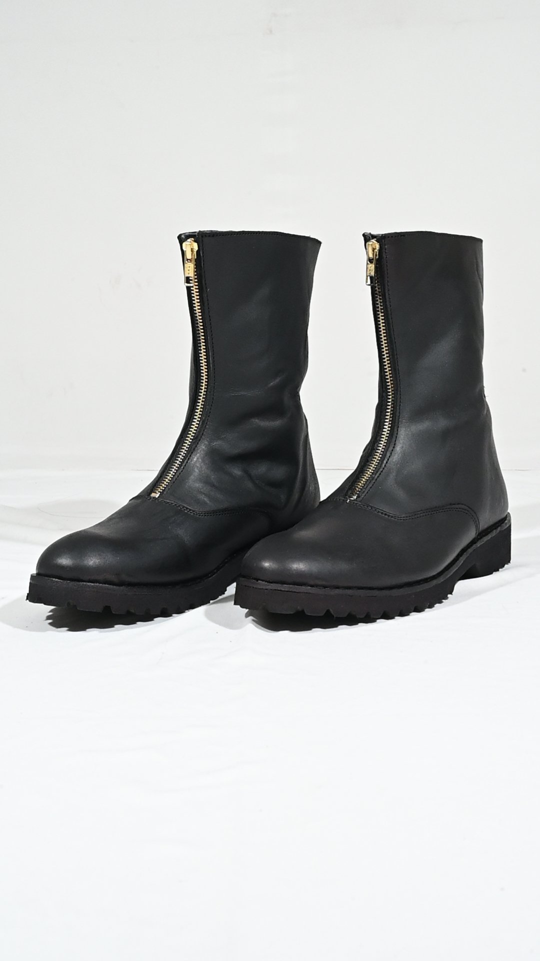 Classic Front-Zip Leather Boots – Genuine Leather